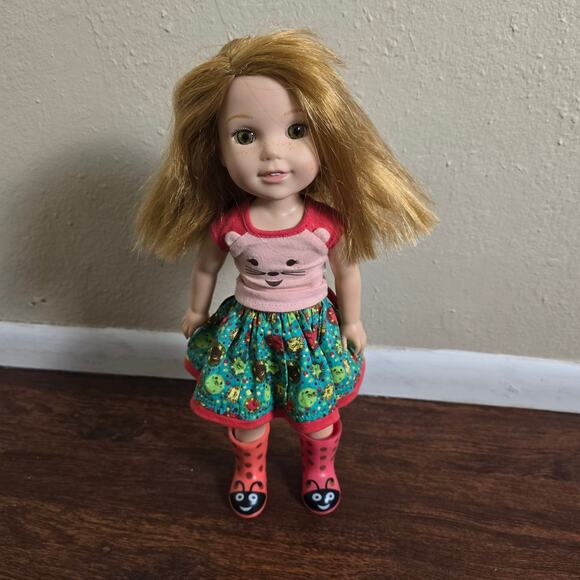 American Girl Willie Wishers 14" Willa Doll with Straight Hair Rain Boot Outfit - Picture 1 of 9